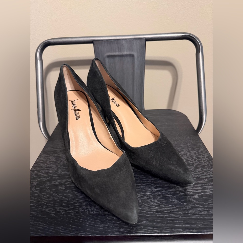 Neiman Marcus Black Suede Heels